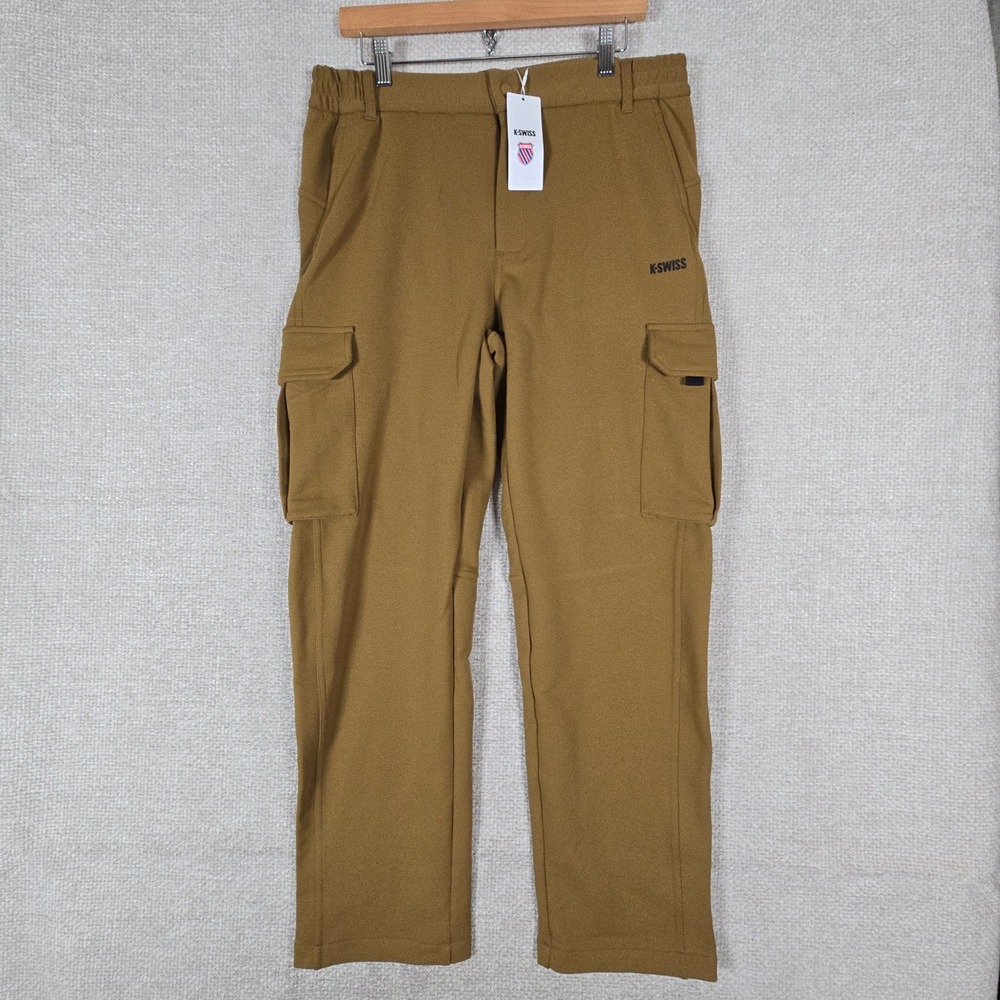 K-Swiss‎ Mens Brown Polyester Cargo Pants Straight Leg Size Large NWT New